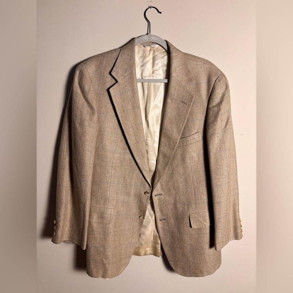 Vintage Polo University Club Ralph Lauren Wool Blazer Made USA Herringbone 46R - Picture 4 of 12